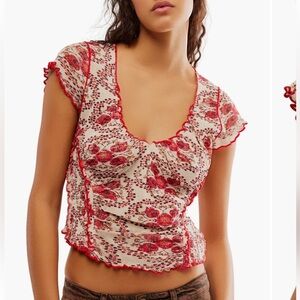 Free People Oh My Baby Crop Mesh T-Shirt